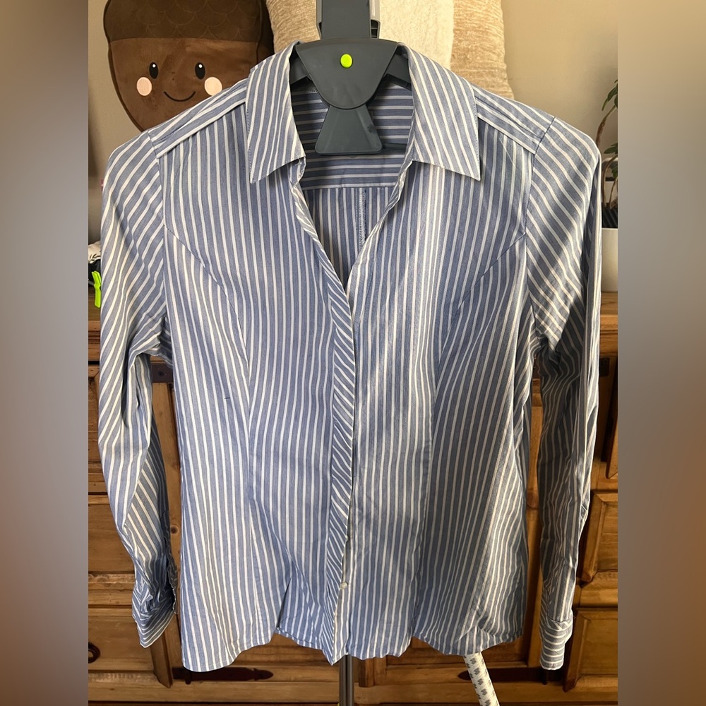 Blue Striped Business Casual Shirt